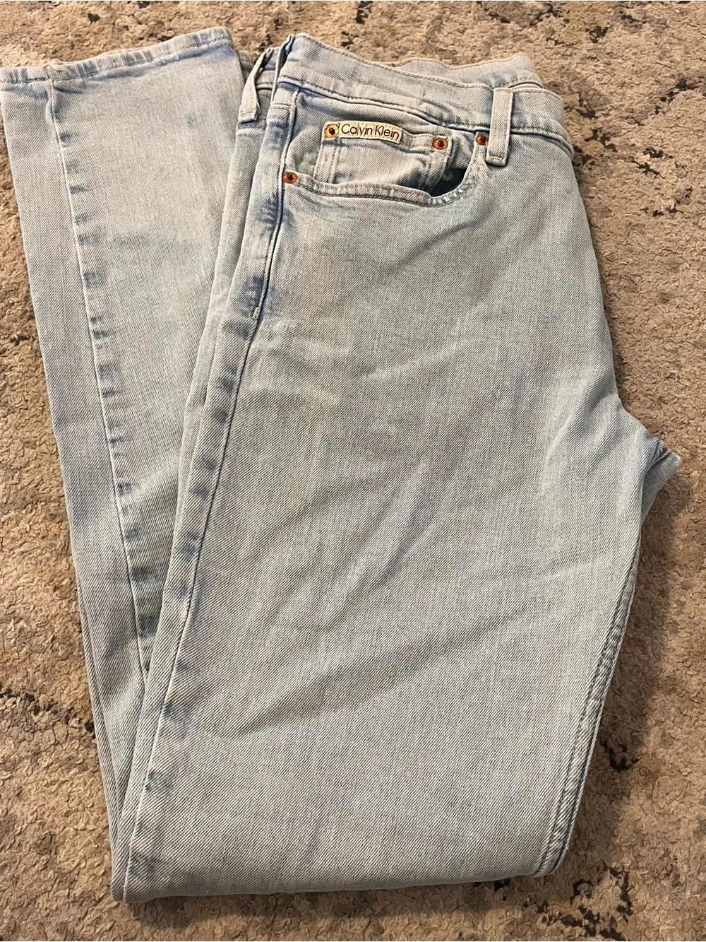 Calvin Klein Men Light Wash Straight Jeans Slim Fit 33x34 Stretch